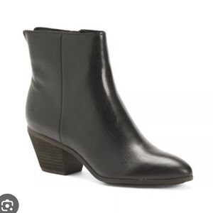 Frye Megan Black Leather Ankle Boots Western Minimalist Coastal Cowgirl, Sz 8.5